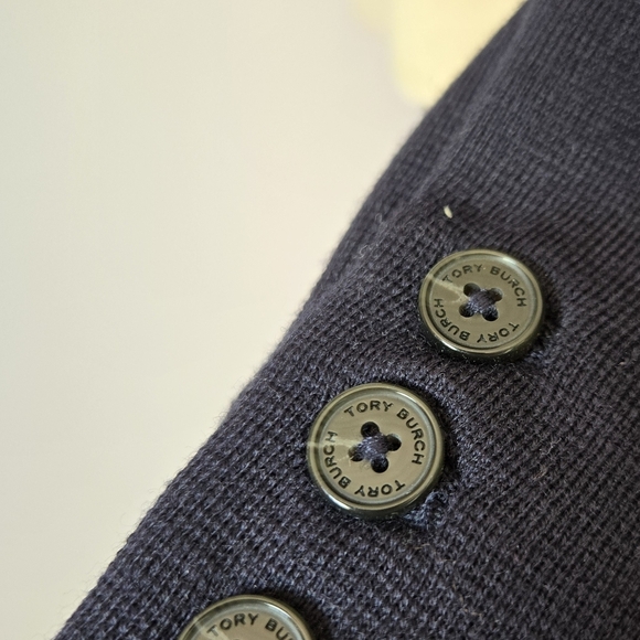 TORY BURCH Navy Wool Fitted Blazer With Red Floral Embroidery. Size XS - Picture 6 of 12